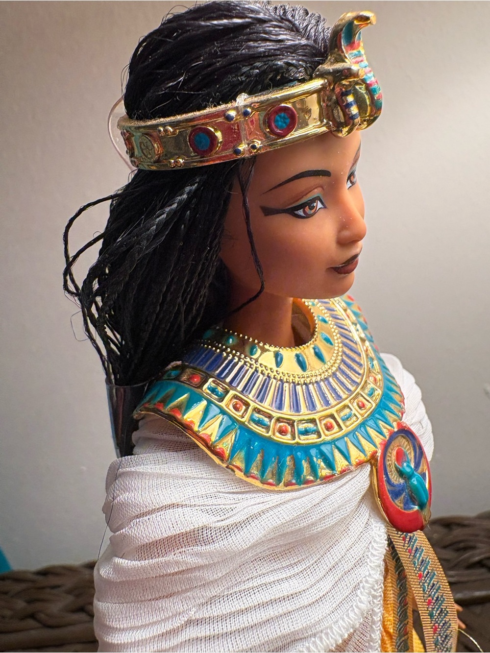 Barbie Egyptian Cleopatra Doll with Gold, Turquoise, Blue, Red Accents - Picture 5 of 7